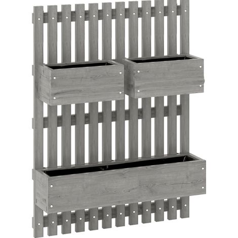 Set di fioriere da parete in legno grigio con 3 cassette regolabili 60 x 16 x 80 cm MODENUIT (1/5)