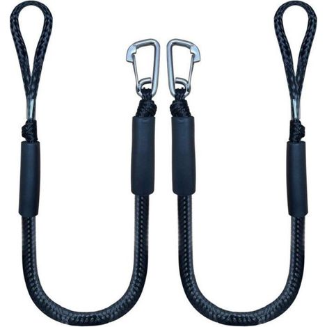 Cordage Élastique Bateau - 2 Pièces - Crochet À Ressort Acier Inoxydable 316 - Pour Kayak Canot Jet-Ski - Noir (1/5)