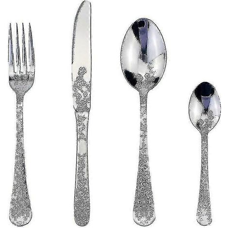 Klassisches und elegantes Besteck aus Kunstharz, Nieten, Griffe, Edelstahl, 4-in-1-Set im Western-Stil, feines Besteck, Porzellan, das mit dem Haushalt kompatibel ist (1/5)