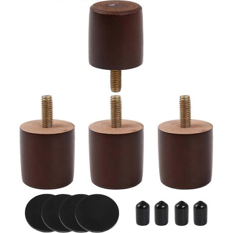 Braune 3,7 x 3,5 cm Holzmöbelfüße, runde Sofabeine, Ersatz für Schrankbeschläge, 4er-Pack