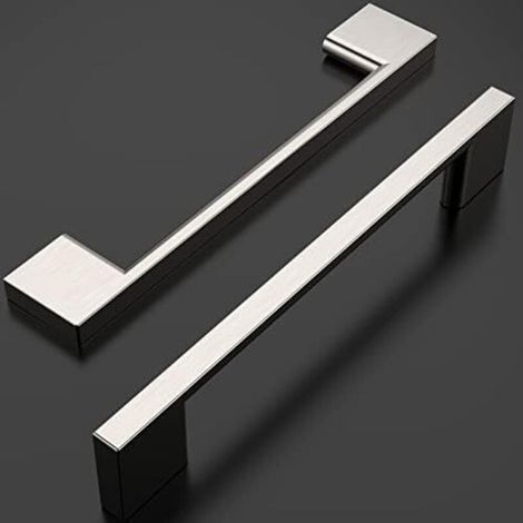 Maniglie per mobili da cucina in acciaio spazzolato, 128 mm, lega di zinco argento, con viti