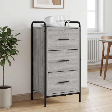 vidaXL Aparador Sonoma gris 97 x 33 x 81 cm Madera de ingeniería (1/5)