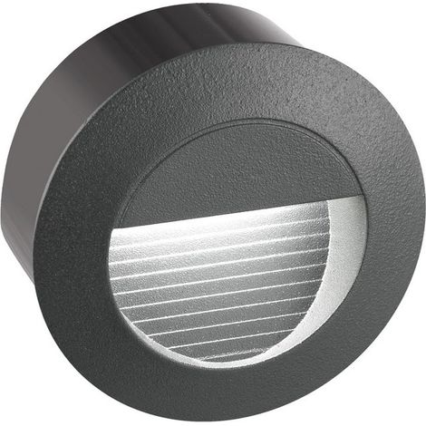 Merano Fishers Applique Murale Extérieure Encastrable Ronde Gris Foncé Aluminium LED 3W 270Lm 3000K IP54