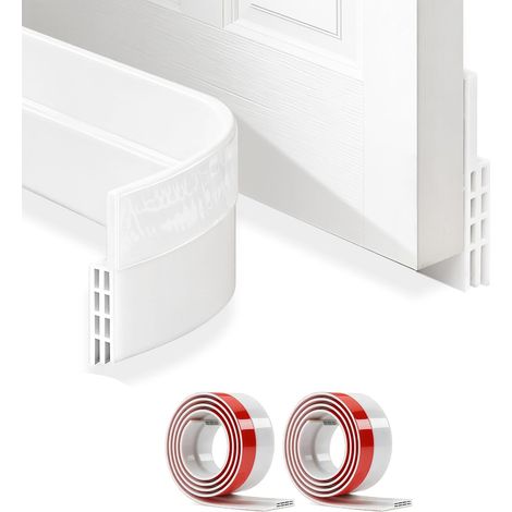 Lot de 2 joints de porte - Boudin de porte autocollant pour bas de porte - Bande d'étanchéité en caoutchouc blanc pour portes et fenêtres intérieures (1/5)