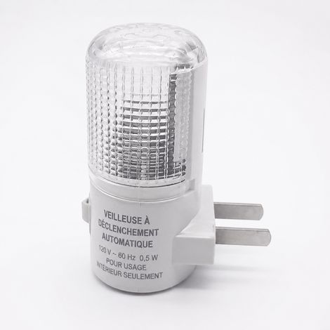 Veilleuse LED 3W enfichable lumière blanche avec interrupteur prise 2 broches réf 4256 1 g – Livraison gratuite