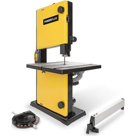 Powerplus Scie à Ruban Électrique POWX1800 - Scie à Bois de 350 W - Table de 302 x 313 mm - Scie à Onglet et d'Angle - 1 Accessoire (1/4)