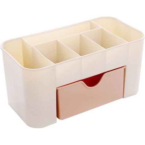 Tiroir de rangement pour bijoux en plastique rose, organiseur de bureau et de cosmétiques, pour rouges à lèvres, soins et accessoires (1/5)