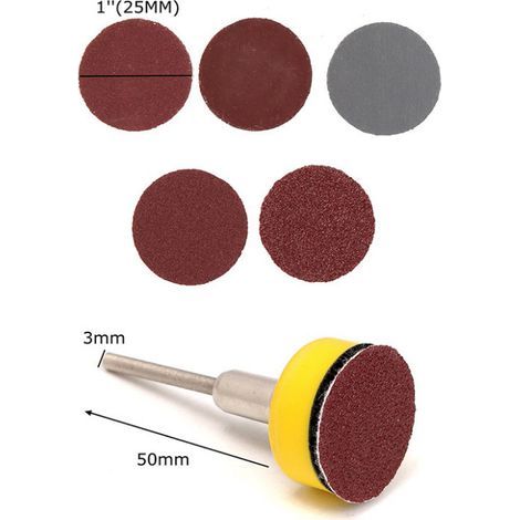 100Pcs 25mm Round Sanding Discs, 100 180 240 1500 3000 Grit Self-Adhesive Sandpaper Sandpaper with Backing Pad for Grinding Polishing