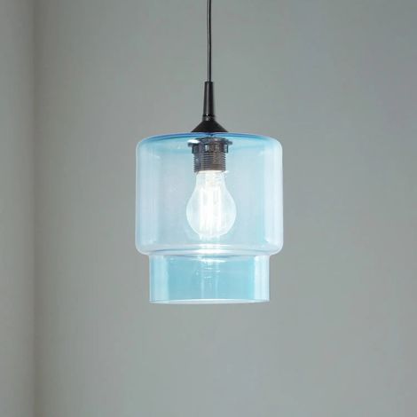 [GEBRAUCHT] B-Ware Argon Pendelleuchte Hängeleuchte Glas Nesto Marineblau E27 Leuchte Lampe