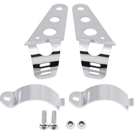 Bracket de Montage des Phares, Installation Facile et Rapide, Support Haute Résistance pour les Phares Moto, Noir Brillant, Ajustement Universel avec 1 Paire à Moto en Acier Inoxydable (SILVER). (1/5)