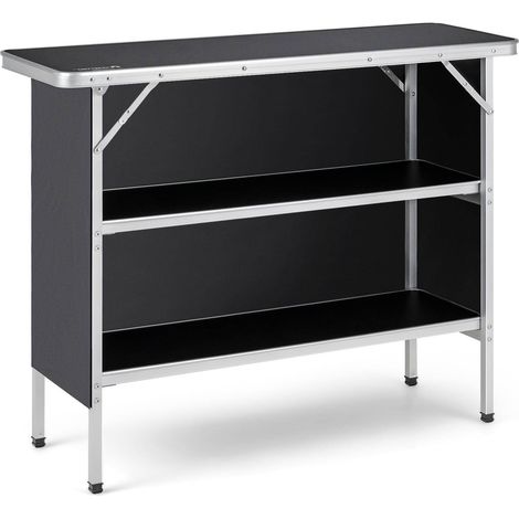 Folding Camping Table with 2-Tier Open Shelves for Outdoor BBQ-Black (1/5)