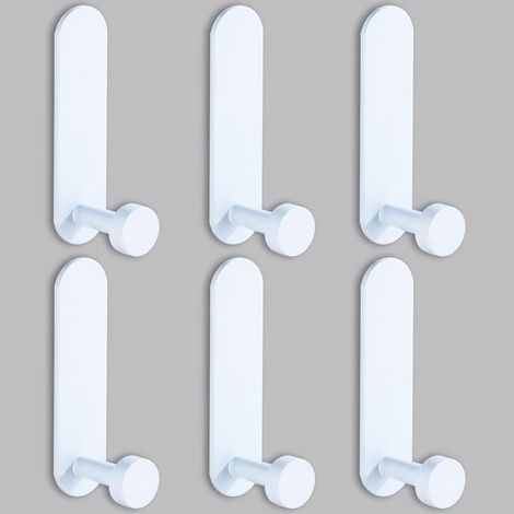 (Blanc)Crochet Adhesif Mural 6pcs,Blanc Patere Salle de Bain Sans Percage,Accroche Serviette Crochet Mural Adhesif pour Salon,Salle (1/5)
