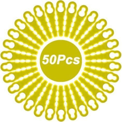 Paquete de 50 cuchillas de repuesto, compatibles con cortacéspedes Ryobi, cabezales de doble diente RAC155, RAC157, RAC158. (1/5)