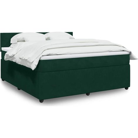 Boxspringbett mit Matratze Dunkelgrün 180x200 cm Samt