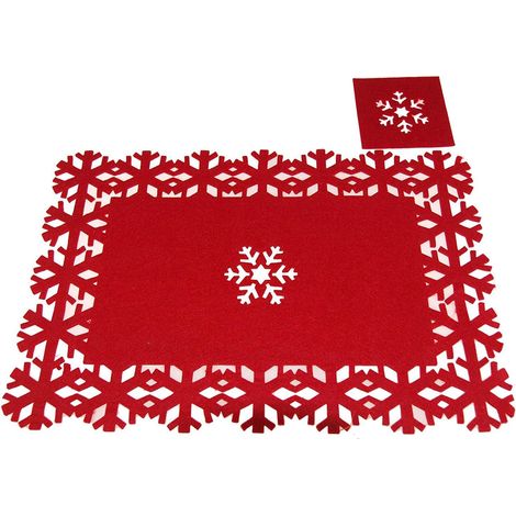 Weihnachtskonzepte 12-teiliges Weihnachtsfilz-Tischset aus rotem Filz und (1/3)