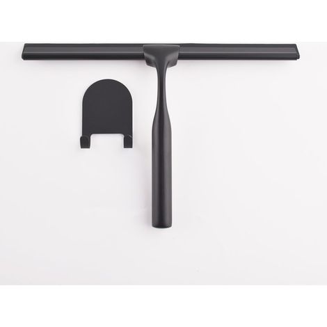 Escobilla de ducha de acero inoxidable con potente ventosa para baño, cocina, espejo, coche, ventana y cristal, 25,4 cm, color negro. (1/5)