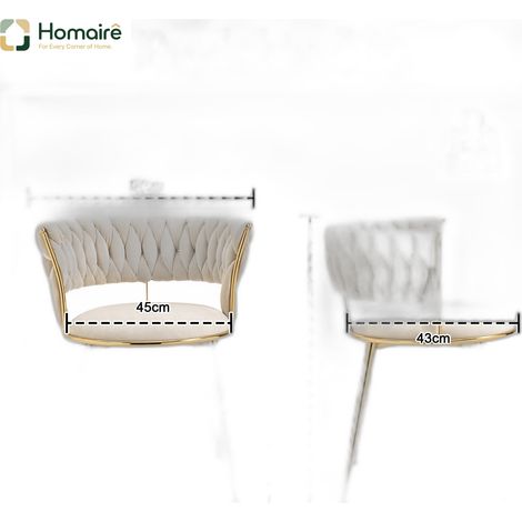 Armlehne, Armchair Samt Cremeweiß aus Polyester 57 x 43 x 70 cm HOMAIRE (1/5)
