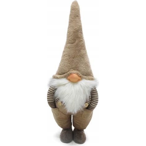 Leprecauno natalizio in stile boho, 60 cm con cappello beige, gnomo, nano, ornamento natalizio