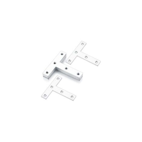 Staffe a T, piastra di riparazione piatta, staffe angolari in acciaio inox, piastre di fissaggio piatte e dritte per la riparazione di giunzioni di mobili (10 pezzi, 80x80x1,5 - Crezuo)