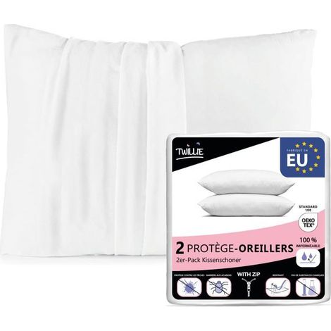 Filiyano – oreiller imperméable Twillie 30 – Taie d'oreiller imperméable Twillie 30 x 50 cm (lot de 2) - ultra-fine, respirante, anti-poussière (1/4)
