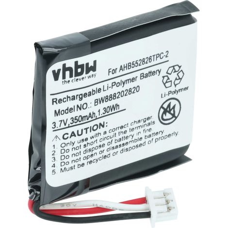 vhbw Akku Ersatz für Sennheiser AHB552826TPC für Wireless Headset Kopfhörer (360mAh, 3,7V, Li-Polymer)