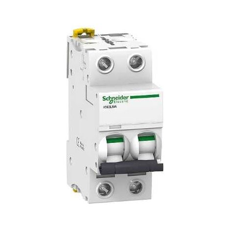 Schneider A9F90210 Interruttore con sgancio istantaneo 10 A - 2P - iC60L - curva MA (1/3)