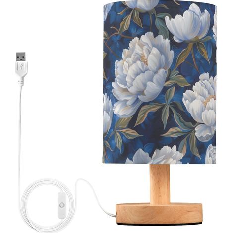 Vintage Blanc Pivoine Fleurs Lampe de Table Veilleuse pour (1/5)