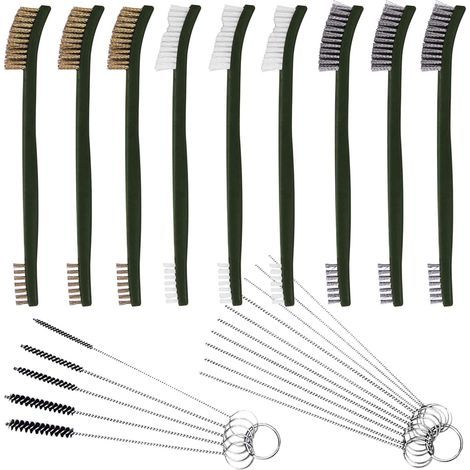 Set of 9 Wire Brushes, Double Head, Brass, Steel, Nylon, Car and Motorcycle Cleaning (1/5)