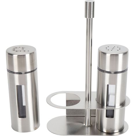 Set di 304 barattoli per spezie in acciaio inox con finestra trasparente, per sale e pepe, formato compatto.
