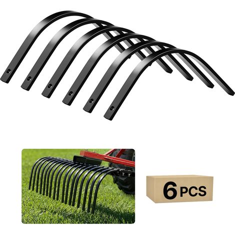 VEVOR Púas de Repuesto para Rastrillo de Tractor, Paquete de 6 Unidades, Dientes para Escarificador, con Agujeros de Perno 11 mm, Acero, para Airear Cesped Nivelar Terreno Limpiar Hojas Jardinería (1/5)