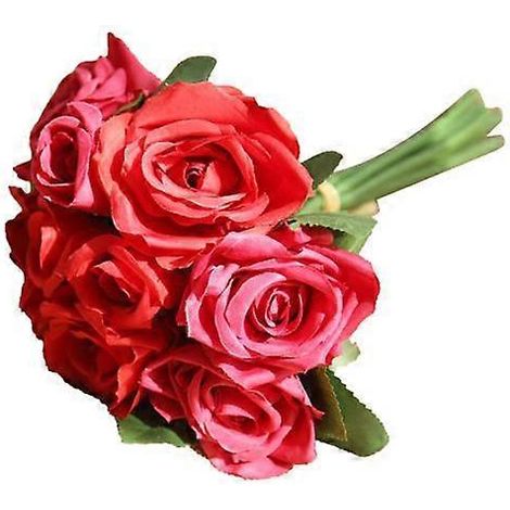bouquet de roses artificielles, composition florale pour table, décoration de fête ou de mariagerouge (1/5)