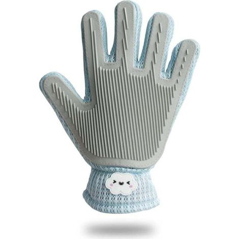 Gant 2 en 1 pour éliminer les poils d'animaux (pour chiens, chats, chevaux et lapins) - Gant de toilettage efficace pour chats, outil de bain et de massage (1 pièce, bleu) (1/5)