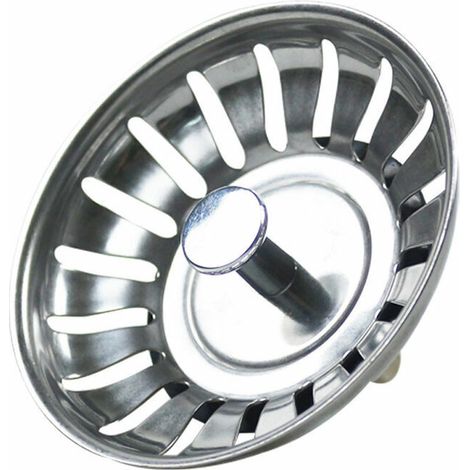 Bouchon Evier Cuisine Inox- Filtre Evier Cuisine Universel (Dia: 79MM), Bonde Evier avec 18 Fentes, Grille Evier Cuisine Antiblocage, Panier pour Evier Inox Vidange Rapide，