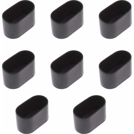Jeu de 8 embouts ovales pour pieds de table ou de chaise, caoutchouc souple, anti-rayures, dimensions 40x20 mm, couleur noire (1/5)