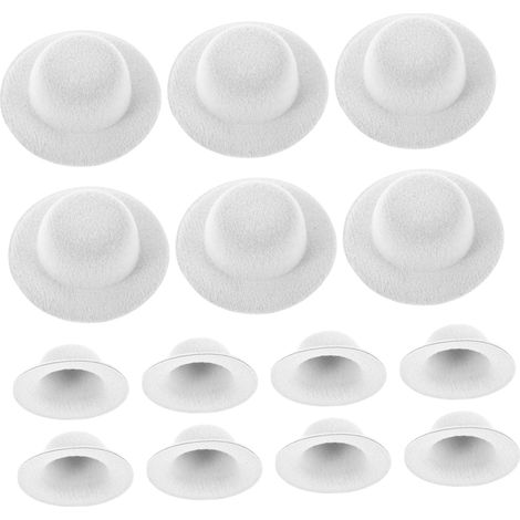 12pièces Mini Chapeaux Forme Blancs Lot pour Loisirs Créatifs Accessoires de Décoration Pince à Cheveux Miniature pour Poupées et Figurines (1/5)