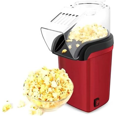 Machine à popcorn à air chaud avec verre doseur pour mesurer les grains de maïs, idéale pour préparer du popcorn sain et sans huile à la maison, parfait pour les soirées cinéma.