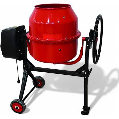 Betoniera laterale monofase rossa Lt.140 motore elettrico 550W in acciaio 105x60xH125 cm (1/3)