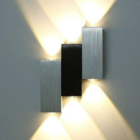 Applique murale 6W, 2 styles (rectangulaire/carré), éclairage vers le haut et vers le bas, idéale pour une installation dans une chambre, un couloir ou un escalier, design moderne en aluminium [Classe (1/5)