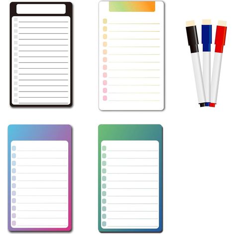 4 Pièces Tableau Magnetique,Planning Frigo Magnetique,Tableau Aimanté,4 Tableau Frigo Magnétique,3 Stylos à Tableau blanc,1 Ensemble de Lingettes,Notes, des Listes et des Menus Dans la Maison (1/5)