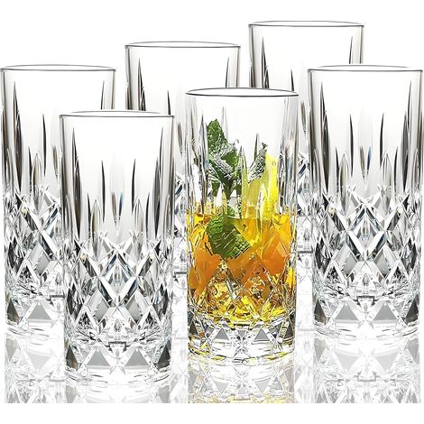 400ml verres à eau en tritan plastique Tumblers à Jus et Soda Acrylique Highball Gobelets à Cocktail Verre à Boisson Tasses Long Drink Incassables Réutilisables lavables au lave-vaisselle Sans BPA (1/5)