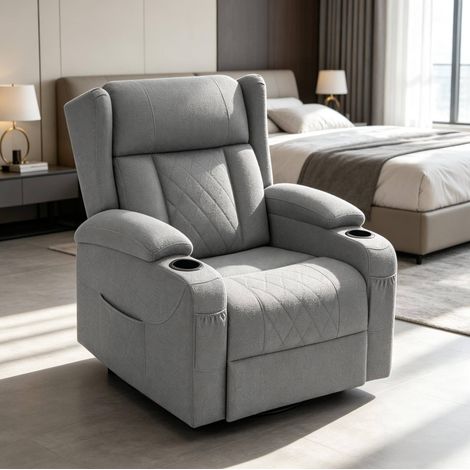 TV-Relaxsessel drehbar mit verstellbarer Rückenlehne und Fußstütze, grau HAVRYA (1/5)