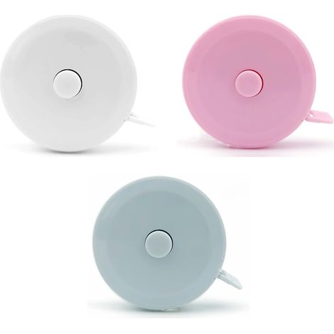 3er-Set Mini-Maßbänder für Körpermaße – Einziehbares Maßband – Niedlich und tragbar – Blau, Rosa, Weiß – Ideal (1/4)