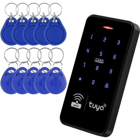 Contrôleur de système de contrôle d'accès WiFi, 1000 utilisateurs, 125 kHz/13,56 MHz, clavier étanche, WG26/34 bits, 10 porte-clés RFID (1/5)