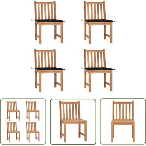 The Living Store Gartenstühle 4 Stk. mit Kissen Massivholz Teak - Gartensessel - Gartenmöbel - Outdoormöbel - Teakholz Gartenmöbel - Esszimmerstühle (1/5)