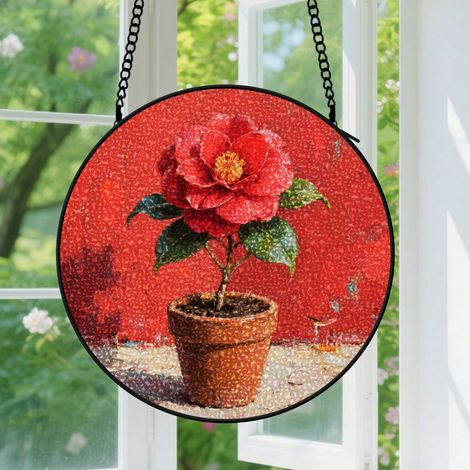 Suspension en vitrail - Attrape-soleil élégant unique en verre coloré, décoration jardin fenêtre, cadeau Fête des Pères pour homme, femme 20 cm (1/5)