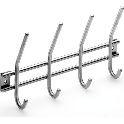 Hettich Garderobenleiste 4 Haken 30,0 x 16,5 x 5,5 cm Edelstahl Hakenleiste