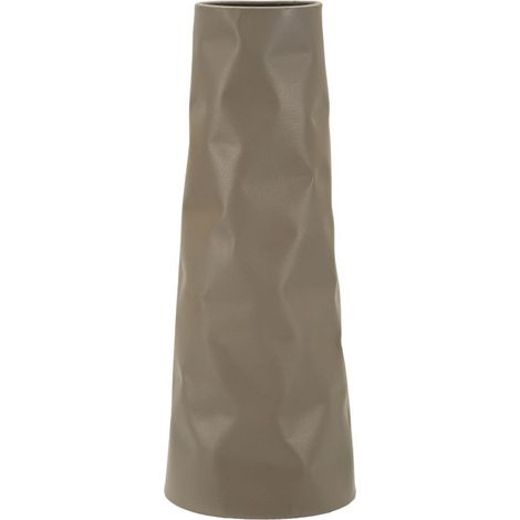 Vaso Norimberga alto in metallo tortora con texture sfaccettata