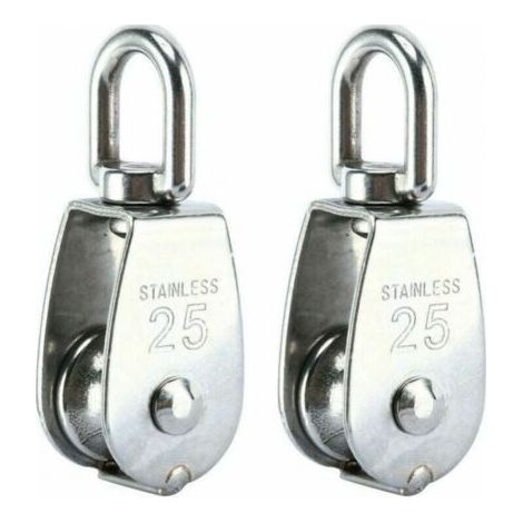 Lot de 2 Poulie de Levage, Poulie Simple en Acier Inoxydable 304 Poulie Simple M25 Charge 150kg (1/5)