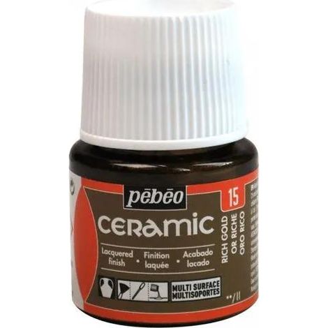 Pintura cerámica decorativa y resistente al FRÍO PEBEO 15 ORO RICO 45ml