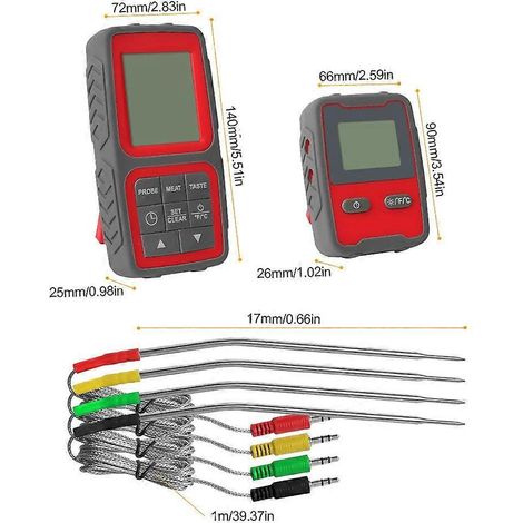 Thermomètre à viande intelligent numérique sans fil avec double sonde, lecture instantanée, thermomètre magnétique pour aliments, application (1/4)